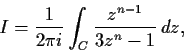 \begin{displaymath}I = \frac{1}{2\pi i}\int_C \frac{z^{n-1}}{3z^n-1}\,dz, \end{displaymath}