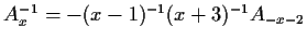 $A_x^{-1}=
-(x-1)^{-1}(x+3)^{-1}A_{-x-2}$